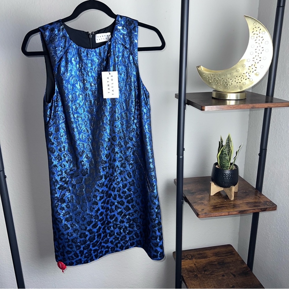 NWT Tanya Taylor Tracy Blue Leopard Dress Size 0 Beautiful Designer Chic Style